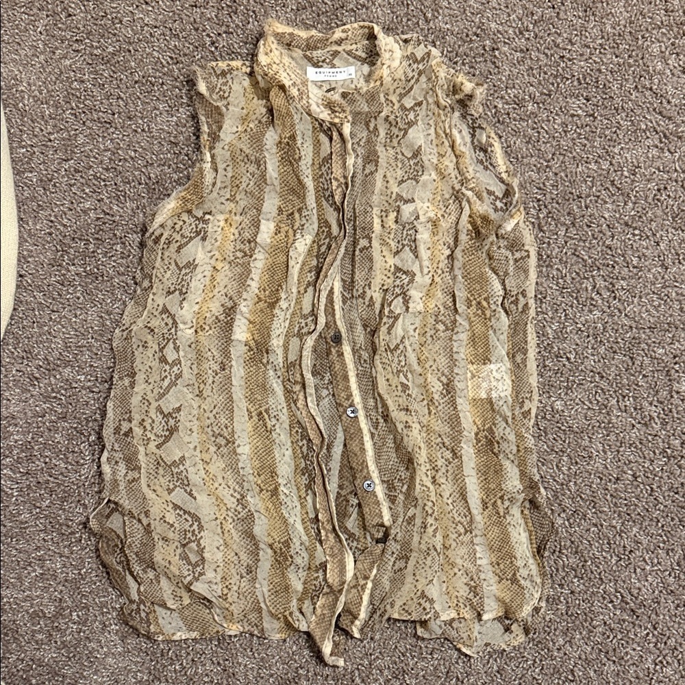 Equipment snake skin animal print silk sleeveless blouse